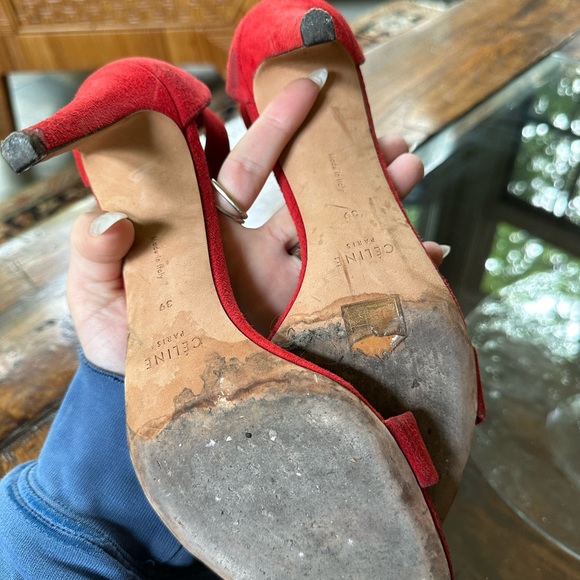 Authentic Celine Heels 39 Red Suede - Picture 9 of 10